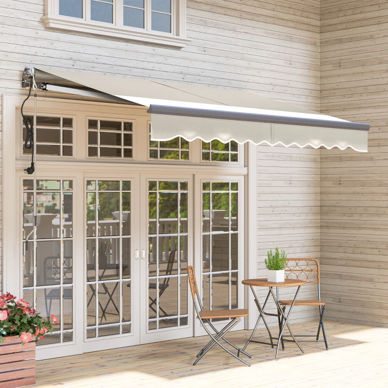 Outsunny Toldo Elétrico Retrátil com Controlo Remoto 296x250 cm Toldo de Exterior Enrolável com Manivela e Proteção UV30+ Creme