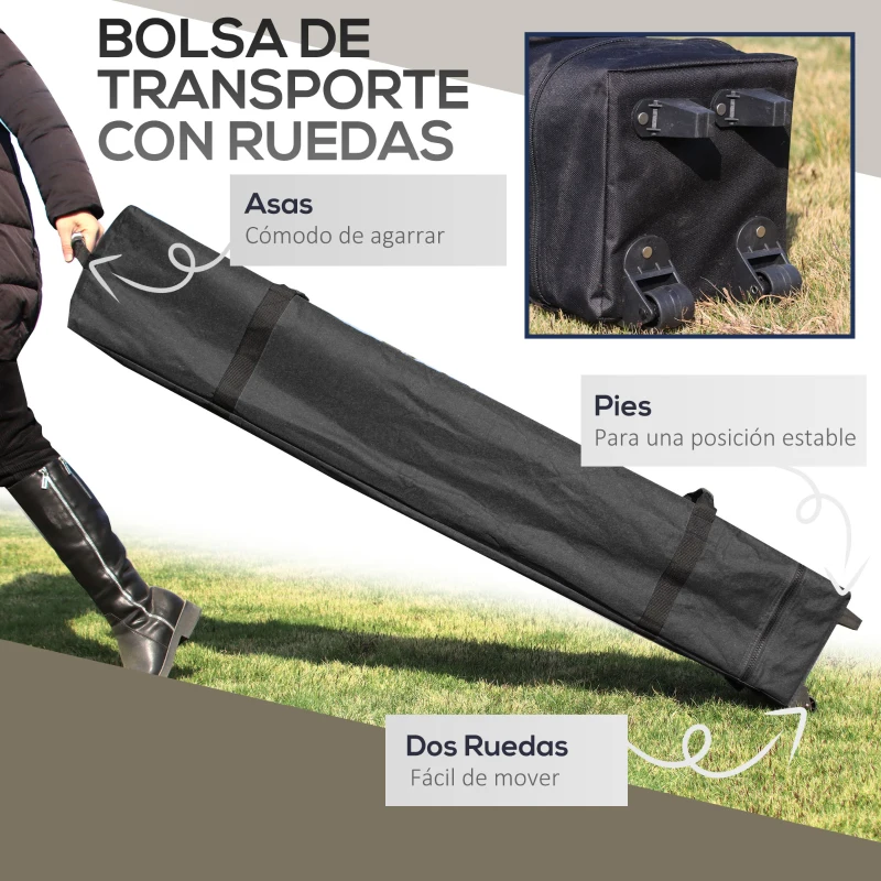 Outsunny Carpa Plegable Pop-up con Altura Ajustable Protección UV50+ Doble Techo y Mosquiteras 4x4x2,8 m Crema