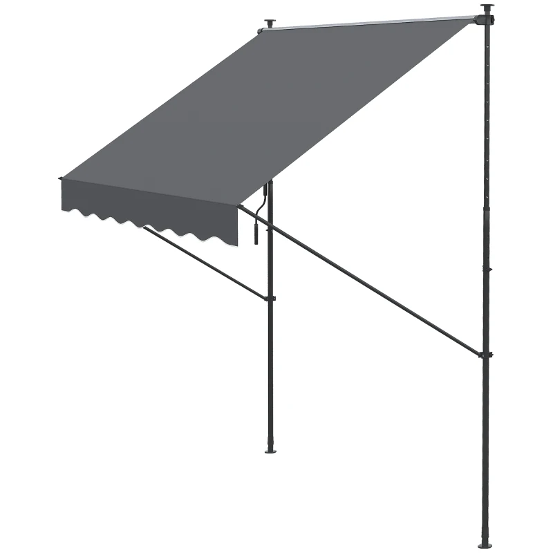 Outsunny Toldo Manual Retráctil 200x175x210-310 cm Ajustable con Manivela Protección Solar UV40+ para Balcón Terraza Gris