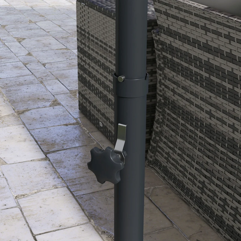 Outsunny Sombrilla de Jardín Ajustable Ø294x242 cm con Poste Giratorio 360° Ángulo de Techo Ajustable y Ventilación Rojo Vino