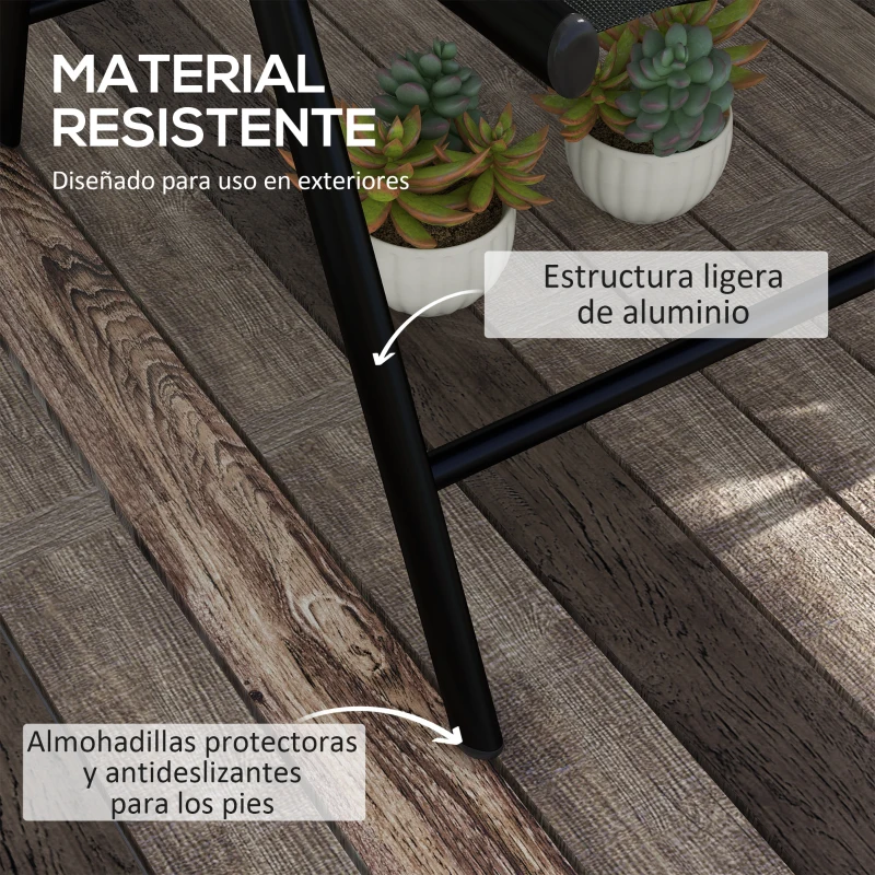 Outsunny 2 Sillas de Camping Plegables con Reposacabezas Reposabrazos y Marco de Aluminio Carga 130 kg 54x67x108 cm Negro