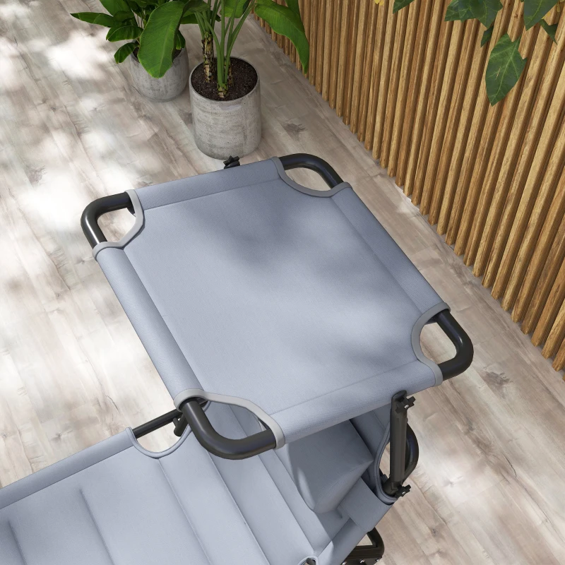Outsunny Tumbona de Jardín con Toldo Ajustable Respaldo Regulable en 4 Niveles Reposacabezas para Terraza 70x200x45 cm Gris