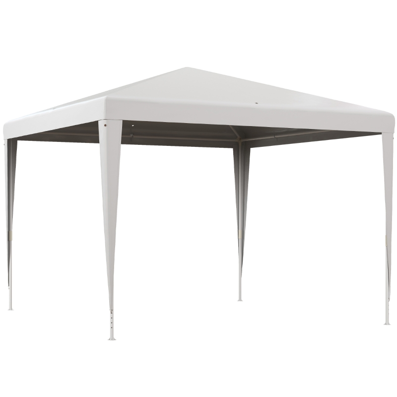 Outsunny Carpa Desmontable de Jardín 3x3 m Gazebo Cenador para Exteriores con 4 Orificios de Drenaje y Tubo de Acero Blanco