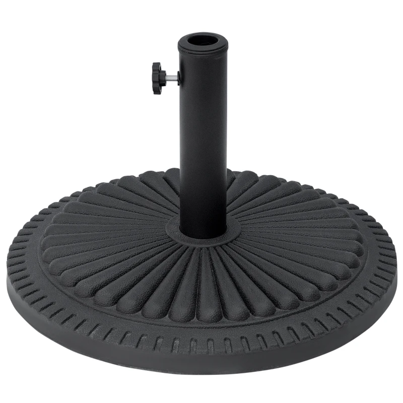 Outsunny Base para Sombrilla de Jardín Peso Neto 14 kg Soporte de Parasol Apto para Postes de 35mm/38mm/48mm Rellena de Cemento Metal para Terraza Exterior Ø49x32 cm Negro