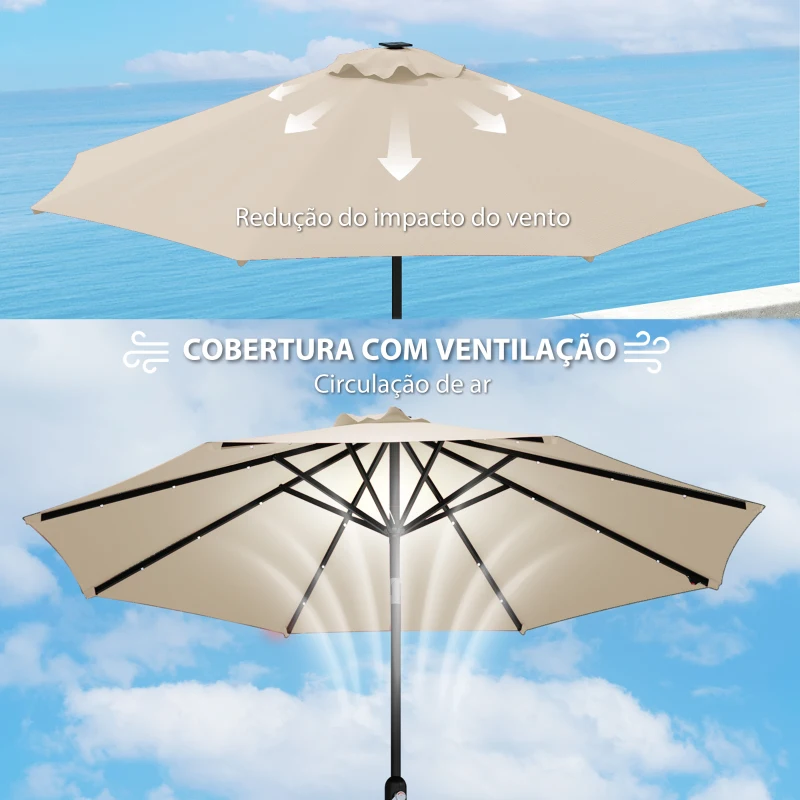 Outsunny Toldo de Substituição para Chapéu de Sol de 3 m Toldo de Reposição para Chapéu de Sol com Ventilação Superior Proteção UV 50+ Caqui