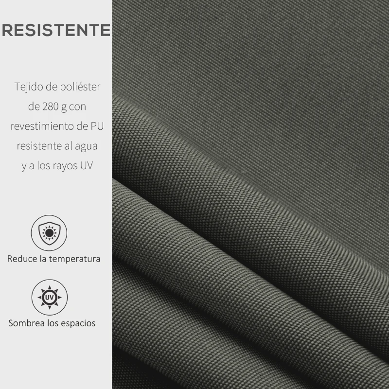Outsunny Toldo para Balcón 350x250 cm con Manivela de Metal Impermeable y Anti-UV para Jardín Terraza Ventanas Gris