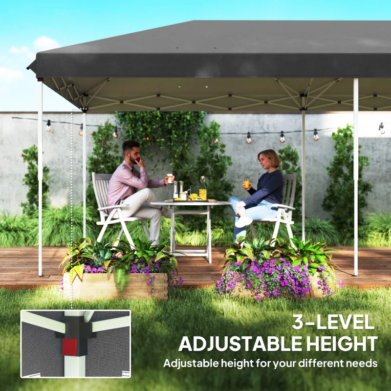 Outsunny 3 x 6m Pop Up Gazebo, Outdoor Canopy Shelter, Marquee Party Wedding Tent with 6 Mesh Walls and Carry Bag, Black