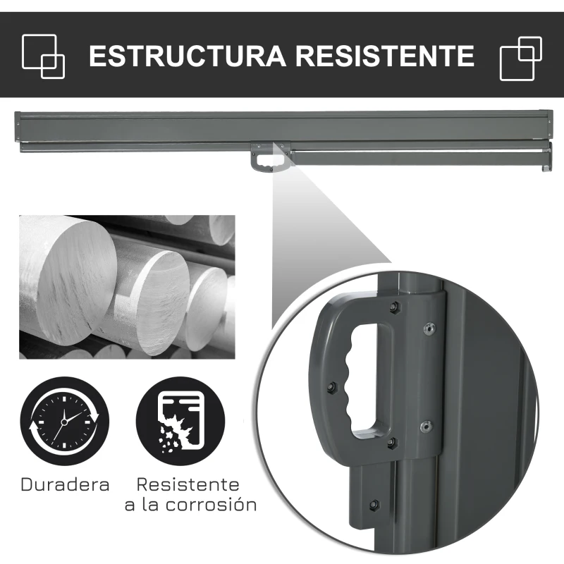 Outsunny Toldo Lateral Retráctil 300x160cm Pantalla Enrollable Mampara de Privacidad y Protección Solar para Balcón Terraza Crema