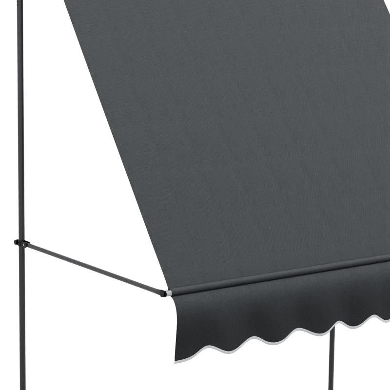 Outsunny Toldo Manual Retráctil con Manivela 200x120x210-300 cm con Altura Ajustable Impermeable y Anti-UV Gris Oscuro