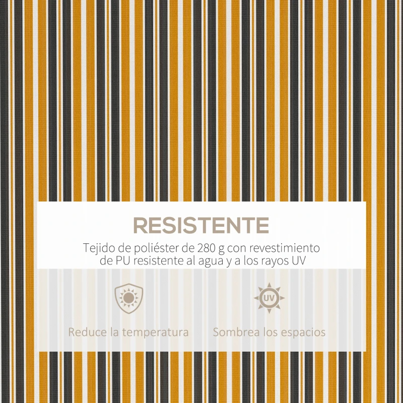 Outsunny Toldo para Balcón 350x250 cm con Manivela de Metal Impermeable y Anti-UV para Jardín Terraza Ventanas Gris y Amarillo