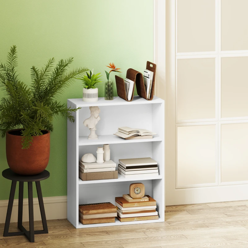 HOMCOM Estantería con 2 Ajustables y Sistema Antivuelco para Oficina Salón o Dormitorio 60x24x80 cm Blanco