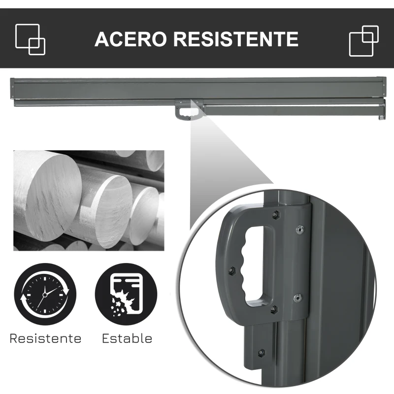 Outsunny Toldo Lateral Retráctil 300x160 cm Pantalla Enrollable Mampara de Privacidad y Protección Solar para Balcón Terraza Gris