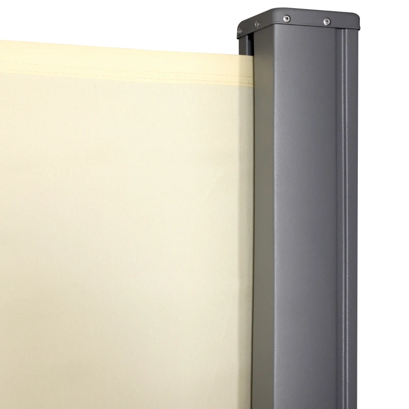 Outsunny Toldo Lateral Retráctil 300x180cm Pantalla Enrollable Mampara de Privacidad y Protección Solar para Balcón Terraza Crema