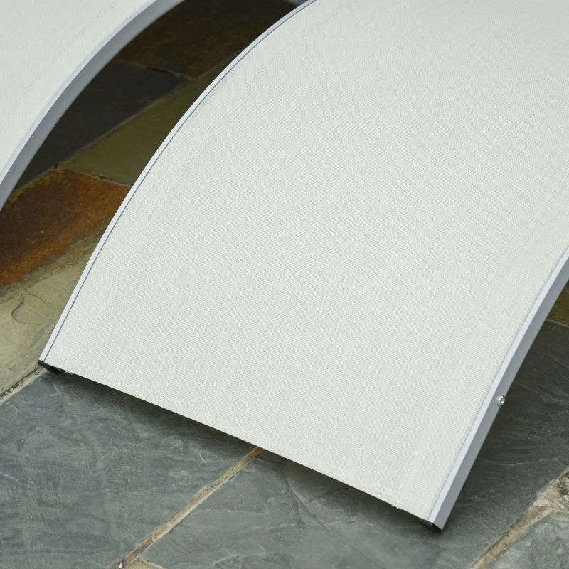 Outsunny 2 Tumbonas Plegables en Forma de S Ergonómica con Marco de Aluminio Texteline para Piscina Patio Jardín Terraza 165x61x63 cm Crema