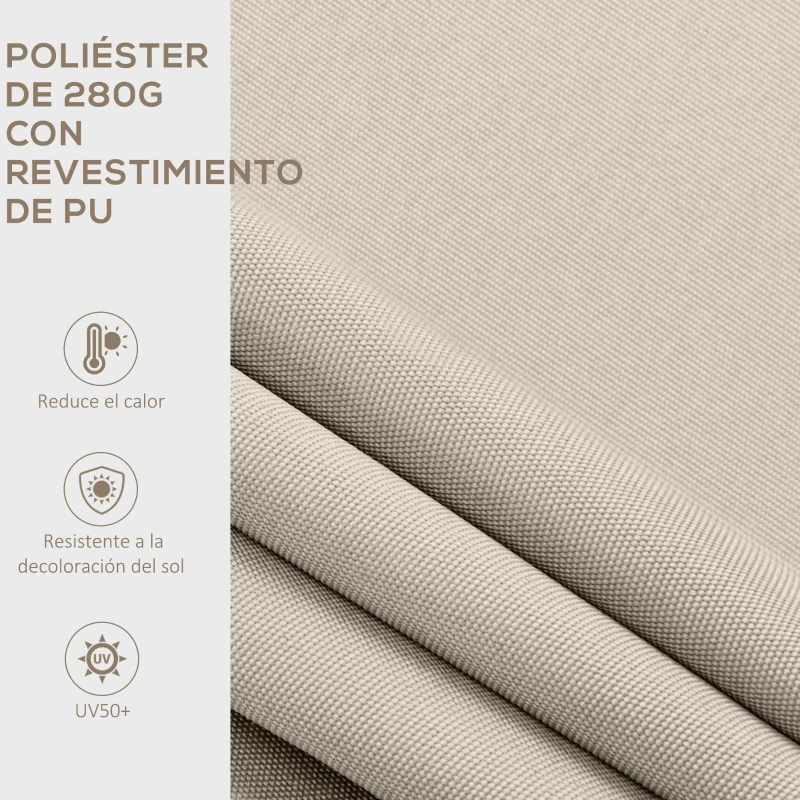 Outsunny Toldo de Pared Apertura Manual de Aluminio y Poliéster UV50+ para Exterior con Manivela 200x250 cm Blanco Crema