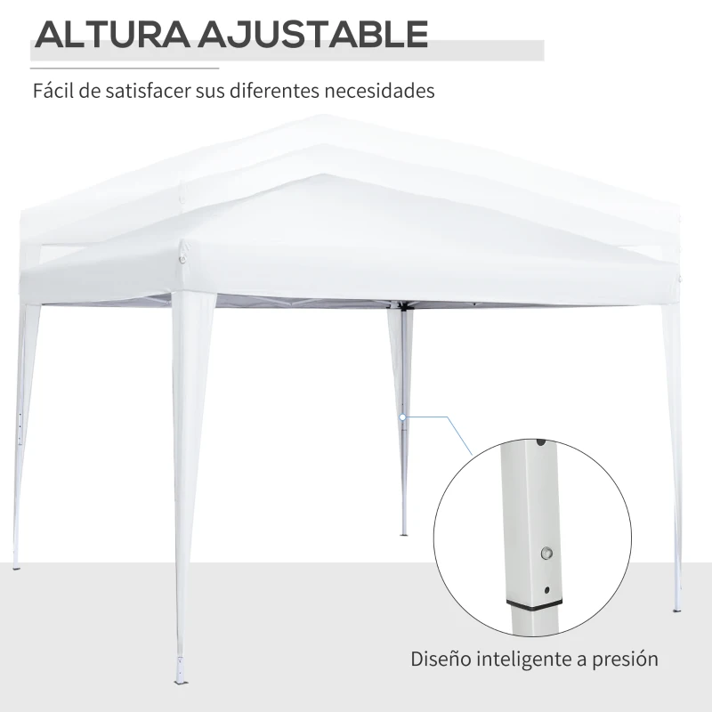 Outsunny Carpa Plegable con 4 Paredes Desmontables 3x3 m Cenador de Jardín con Bolsa de Transporte Impermeable Anti-UV Blanco