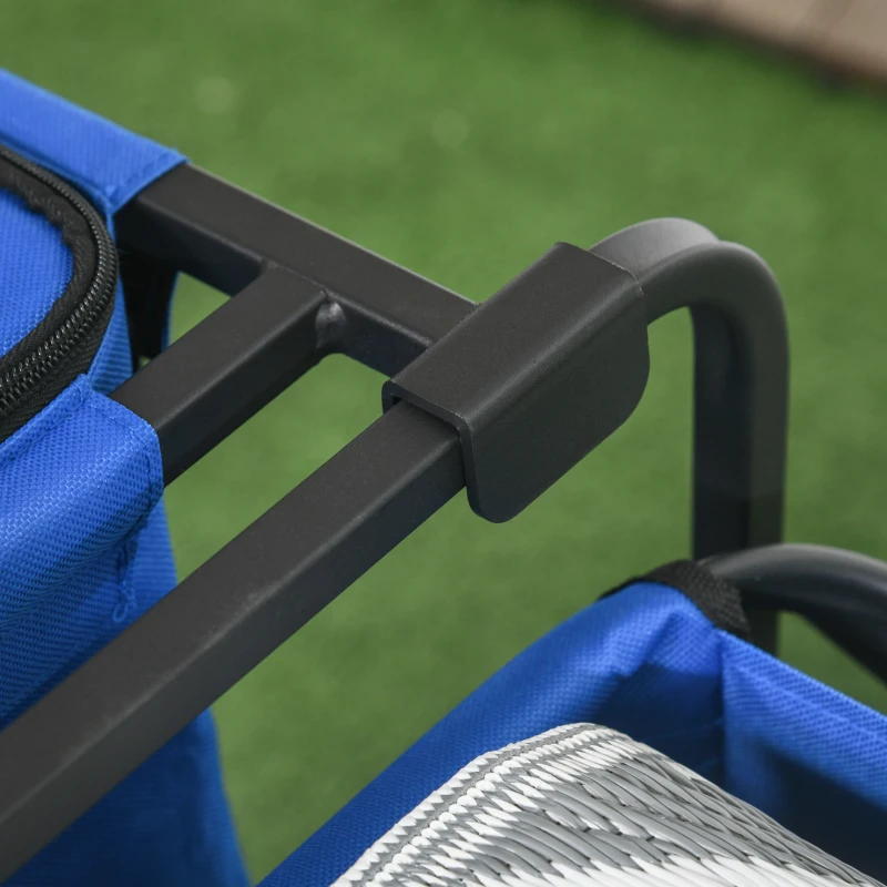 Outsunny Carro Plegable con Bolsa Térmica Desmontable Longitud y Ángulo del Mango Ajustables y Bolsa de Transporte Azul