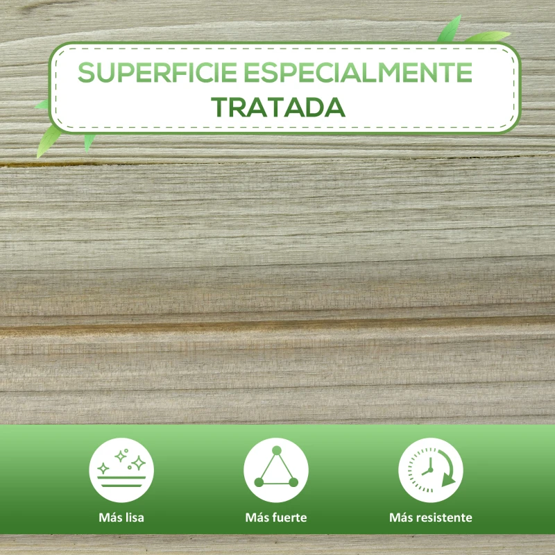 Outsunny Huerto Urbano de Madera con Estante 91x51x76 cm Mesa de Cultivo Rectangular con Orificios de Drenaje para Cultivos Plantas Jardín Terraza Exterior Color Natural