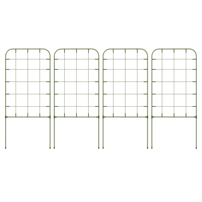 Outsunny Juego de 4 Enrejados de Jardín Soportes para Enredaderas de Acero para Plantas Trepadoras y Decoración 40x90 cm Verde