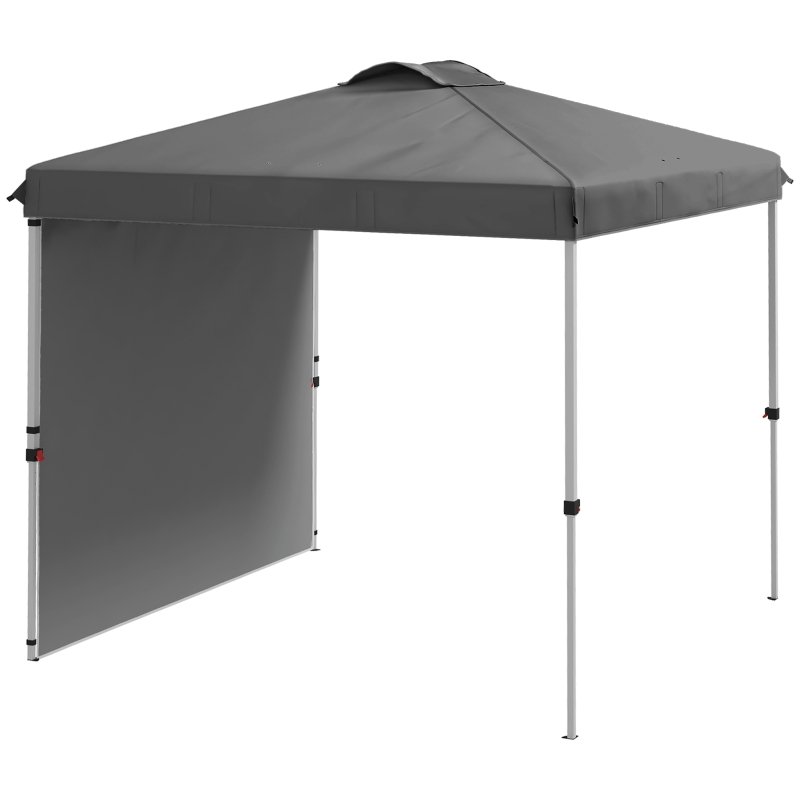 Outsunny Carpa Plegable de Jardín de 2,5x2,5 m con Altura Ajustable Anti-UV con 1 Pared Lateral y Bolsas de Arena Gris Oscuro
