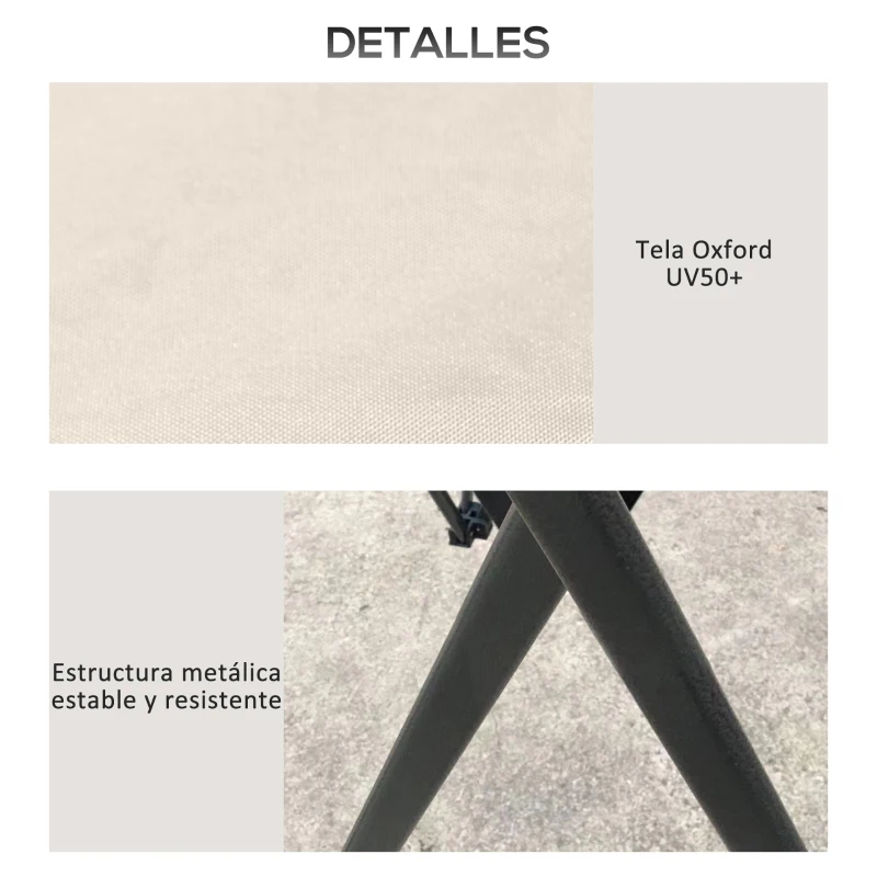 Outsunny Carpa Plegable Pop-up con Altura Ajustable Protección UV50+ Doble Techo y Mosquiteras 4x4x2,8 m Beige