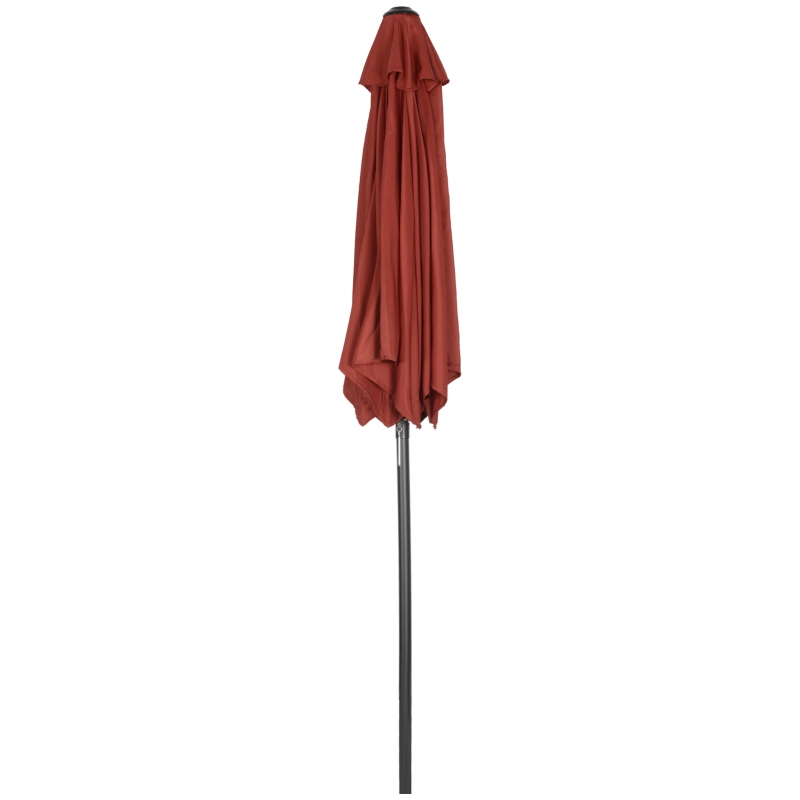Outsunny Parasol de Terraza con Mástil de Aluminio Techo de Ventilación y Poste Desmontable Impermeable para Patio Rojo Vino