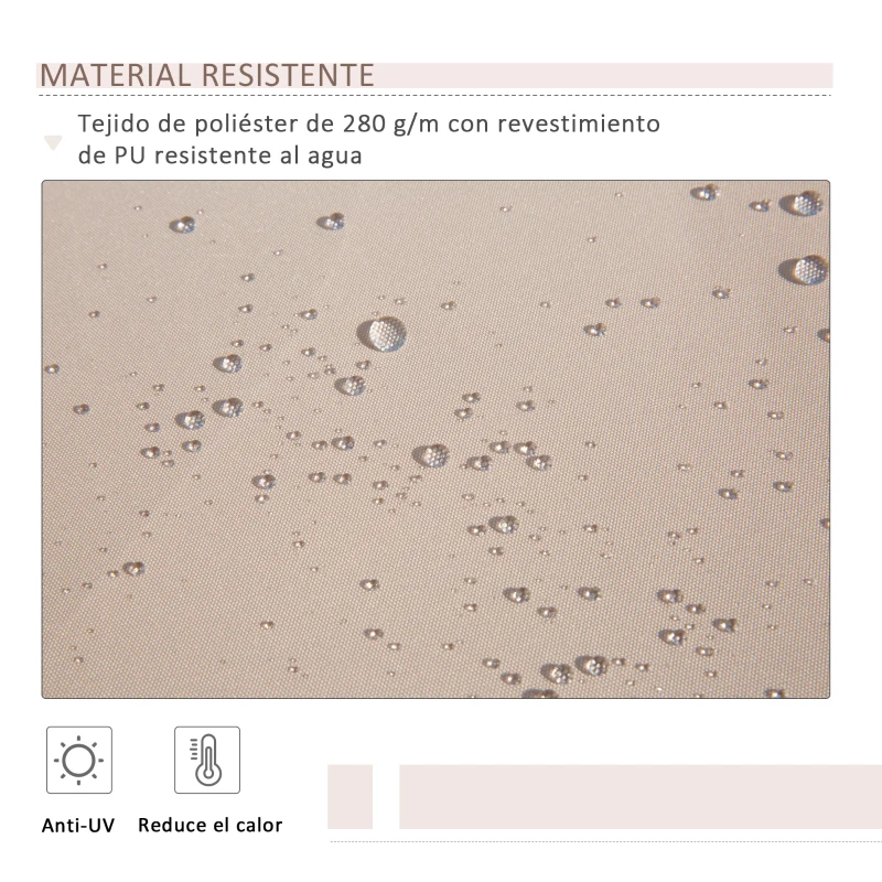 Outsunny Toldo Manual Retráctil 295x200 cm con Manivela de Metal Impermeable y Anti-UV para Jardín Terraza Beige