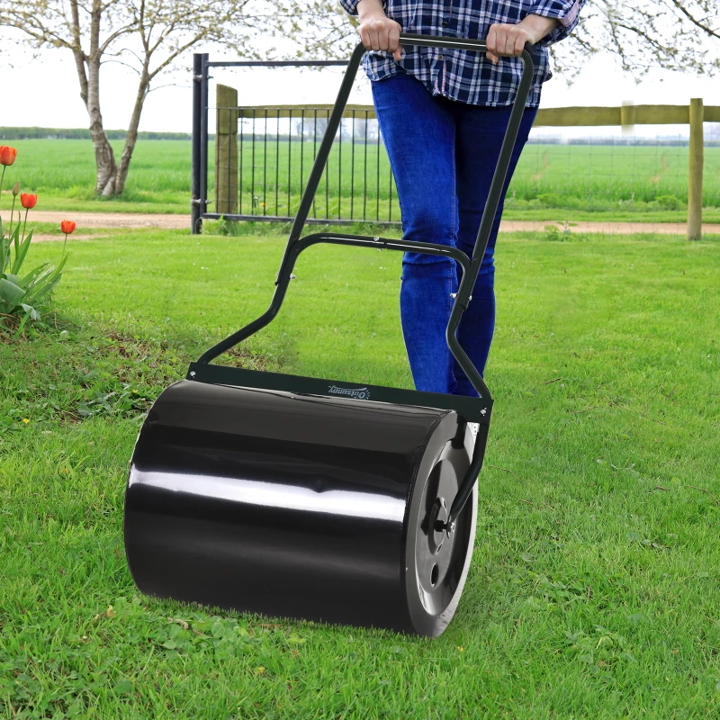 Outsunny Apisonadora de Césped para Jardín Rodillo para Césped con Capacidad de 60L Rellenable con Arena o Agua Diámetro de 50cm