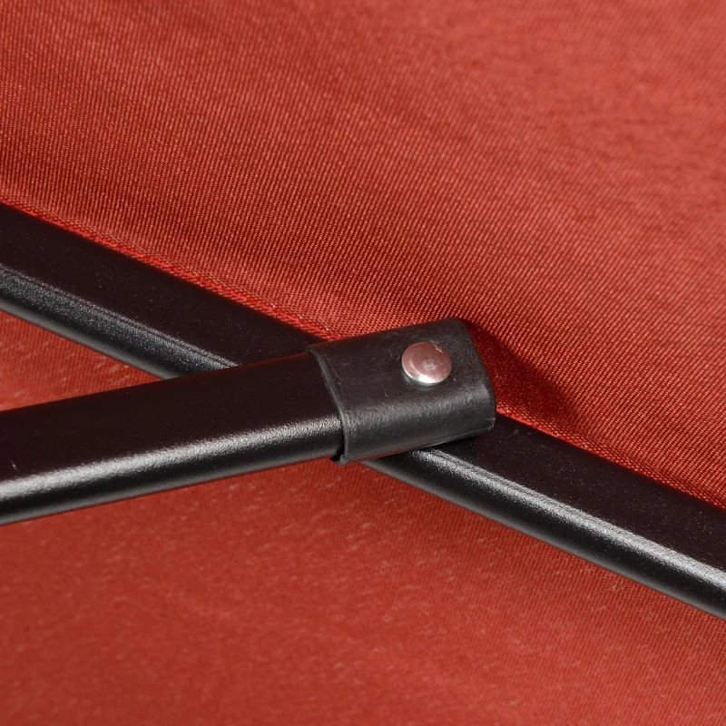Outsunny Parasol de Terraza con Mástil de Aluminio Techo de Ventilación y Poste Desmontable Impermeable para Patio Rojo Vino