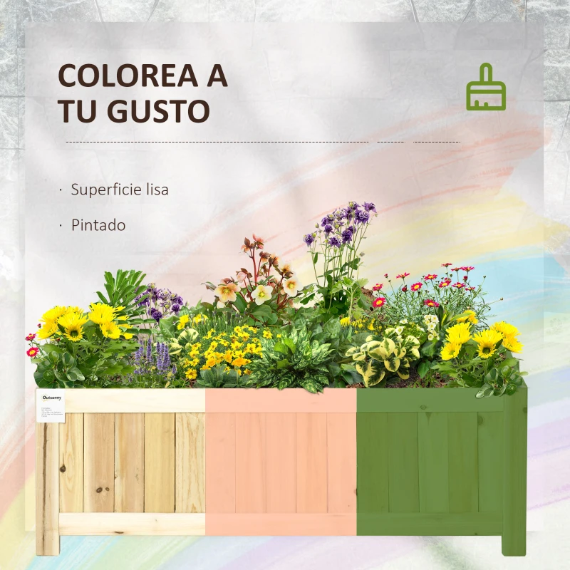 Outsunny Jardinera de Madera Plegable con 4 Patas para Cultivos Verduras Flores en Patio Balcón Terraza 70x30x25 cm Natural