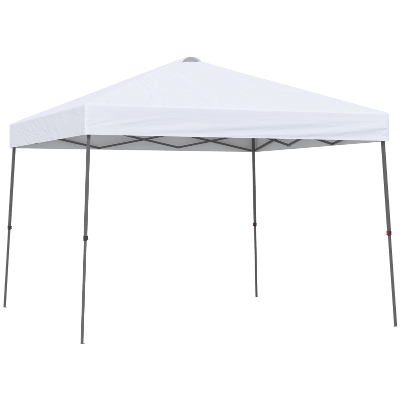 Outsunny Cenador Plegable 3x3m Carpa de Jardín con Bolsa de Transporte con Ruedas Impermeable y Marco de Acero Gazebo para Exterior Fiestas Camping Blanco