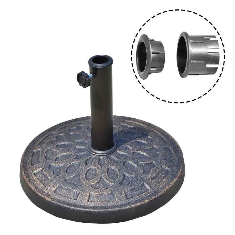 Outsunny Base para Sombrilla de Jardín de 12 kg Soporte de Parasol Redondo de Resina para Postes de 38mm/48mm Ø44x34 cm Bronce