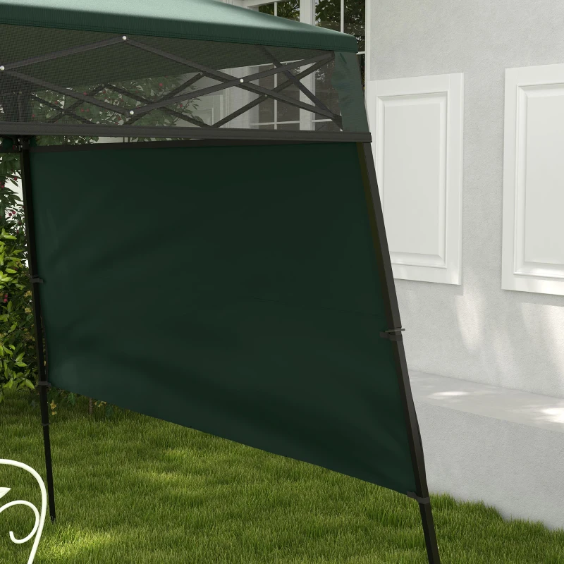 Outsunny Cenador Plegable 220x220x200 cm con 1 Pared Lateral Bolsa de Transporte Impermeable y Protección UV50+ Verde