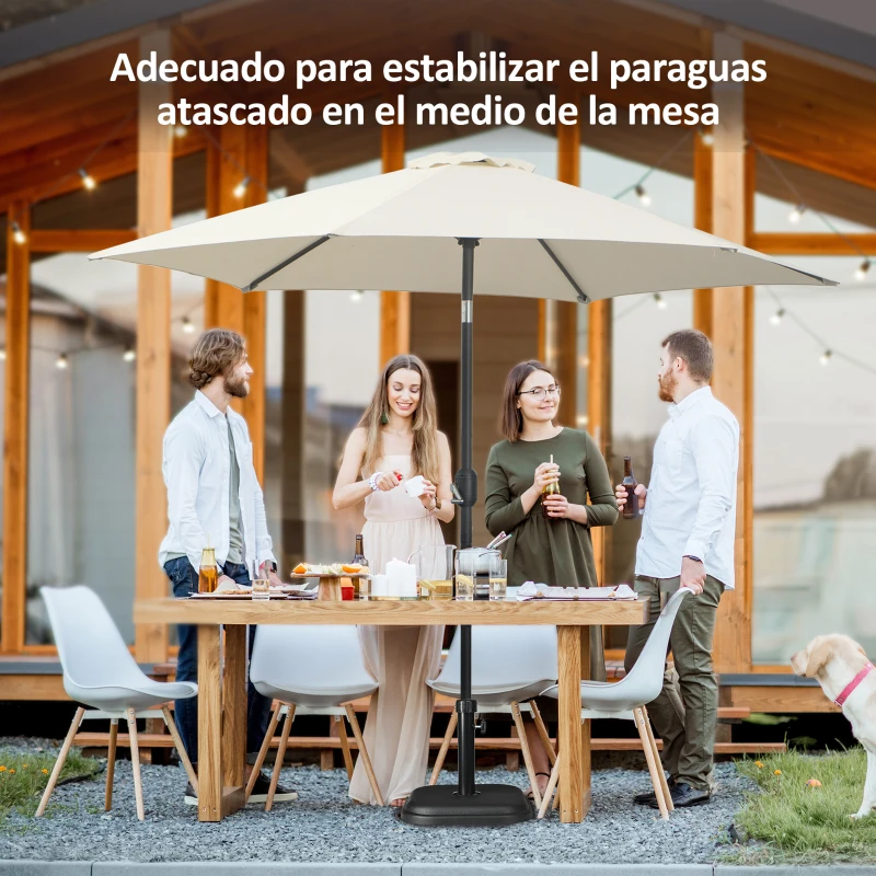 Outsunny Base de Sombrilla de Jardín Peso 11 kg Soporte para Parasol Pie de Parasol para Mástil de Ø32-38 mm 36x36x31 cm Negro