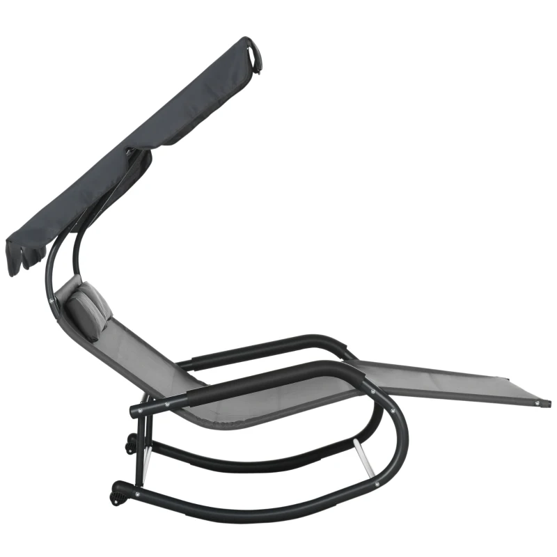 Outsunny Doppel-Sonnenliege für 2 Personen, inkl. Kissen u. Baldachin, 200 cm x 139 cm x 140 cm, Dunkelgrau