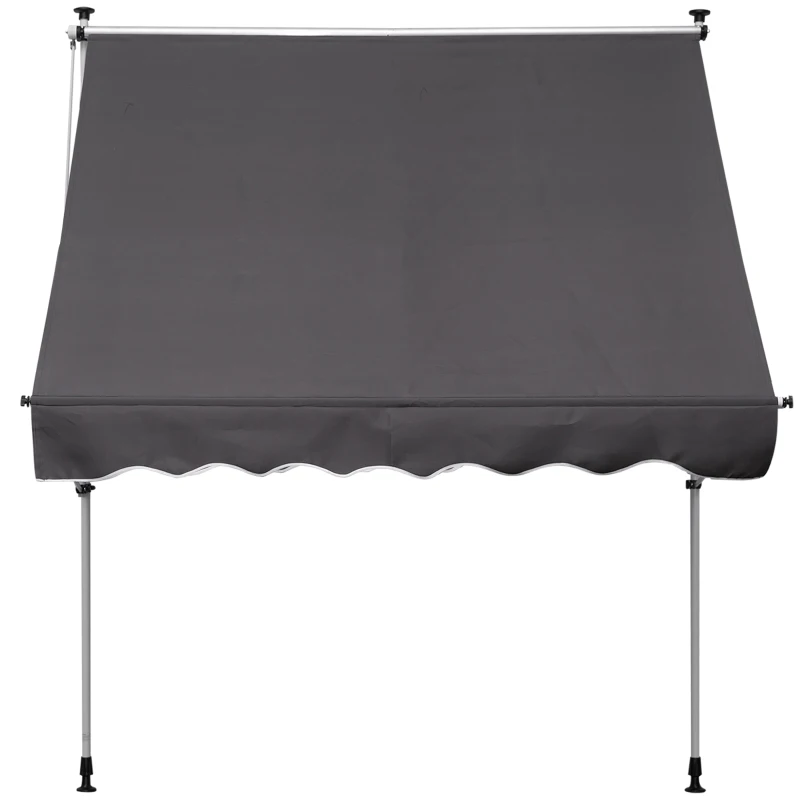 Outsunny Toldo Manual Retráctil 200x150x170-280 cm para Balcón y Terraza con Altura Ajustable con Manivela Gris
