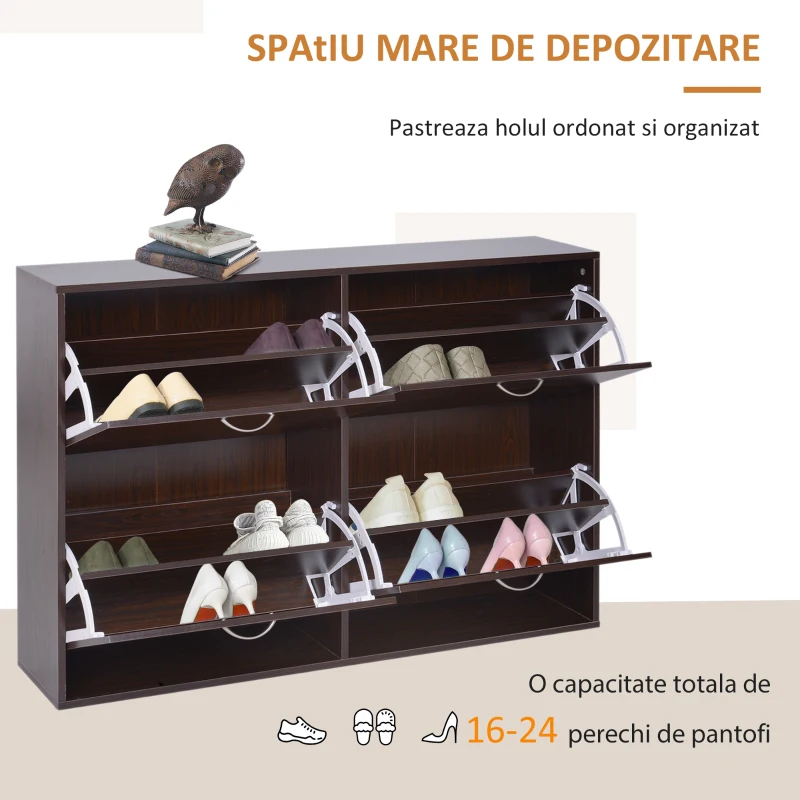 Homcom Pantofar 120×24×81 cm – Rafturi Reglabile, PAL Maro(m-4)