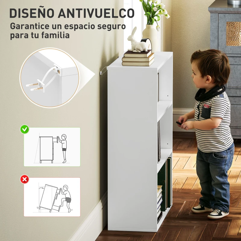 HOMCOM Estantería con 2 Ajustables y Sistema Antivuelco para Oficina Salón o Dormitorio 60x24x80 cm Blanco