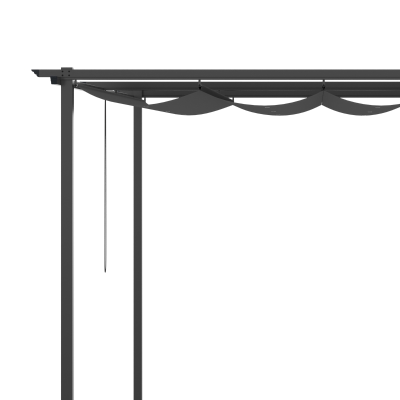 Outsunny Pérgola de Pared para Exterior con Techo Retráctil para Patio Terraza Jardín 390x290x220 cm Gris Oscuro