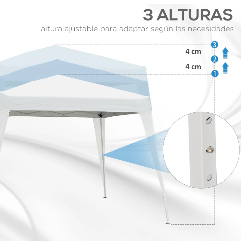 Outsunny Carpa Plegable 2,4x2,4m Cenador de Jardín Impermeable Diseño Pop Up de Acero y Cubierta de Tela Oxford Gazebo para Exterior Blanco