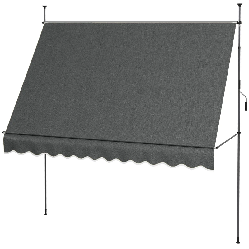 Outsunny Toldo Manual Retráctil para Balcón 300x120x210-300 cm con Manivela Altura Ajustable Impermeable y Anti-UV Gris Oscuro