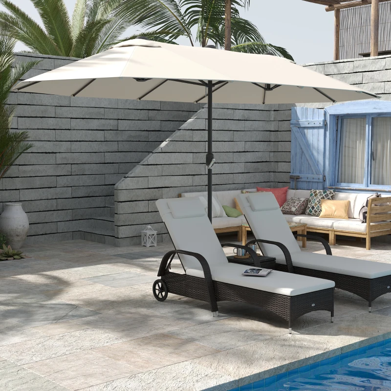 Outsunny Sombrilla Doble para Jardín 460x270x240 cm Parasol Anti UV con Manivela para Exterior Patio Terraza Piscina Color Beige
