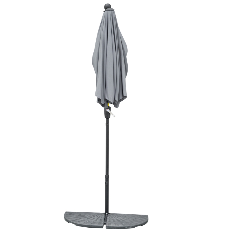 Outsunny  2 x 2 m Sonnenschirm Halbrundschirm Balkonschirm mit Halterung wasserabweisend für Garten Terrassen Höfe 100% Polyester Dunkelgrau