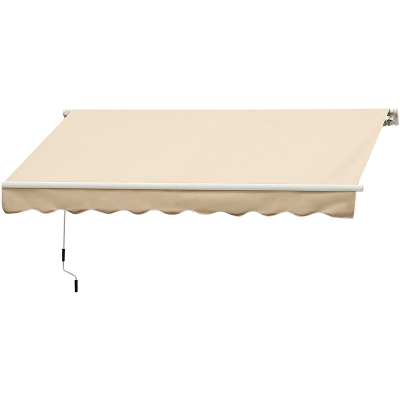 Outsunny Toldo de Pared con Brazo Articulado y Manivela Marco Resistente de Aluminio y Cubierta de Poliéster 295x245 cm Beige