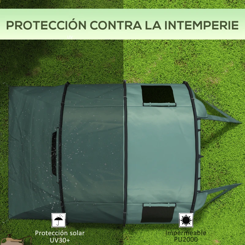 Outsunny Tienda de Campaña para 3 Personas Impermeable PU2000 mm Protección UV30+ con Bolsa de Transporte 475x264x172 cm Verde