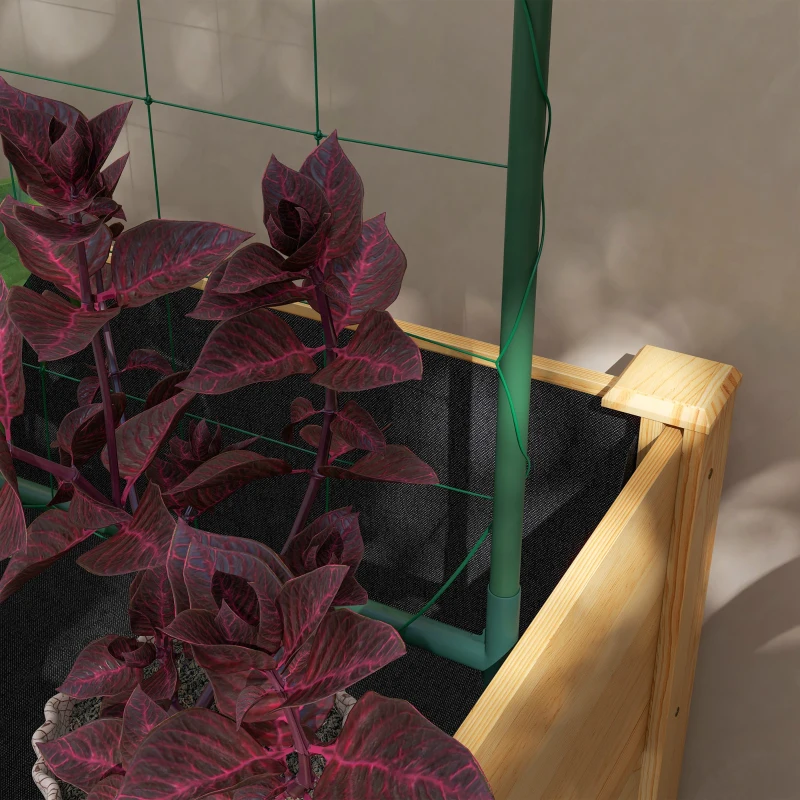 Outsunny Jardinera de Cultivo con Enrejado Huerto Urbano para Trepar Enredaderas Verduras Plantas Flores 120x60x75 cm Natural