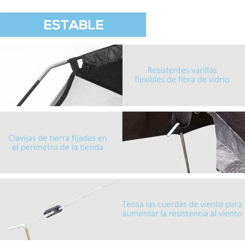 Outsunny Carpa de Jardín 3x3x2 m Cenador para 4-6 Personas con 4 Mosquiteras y Puerta Incluye Bolsa de Transporte Negro