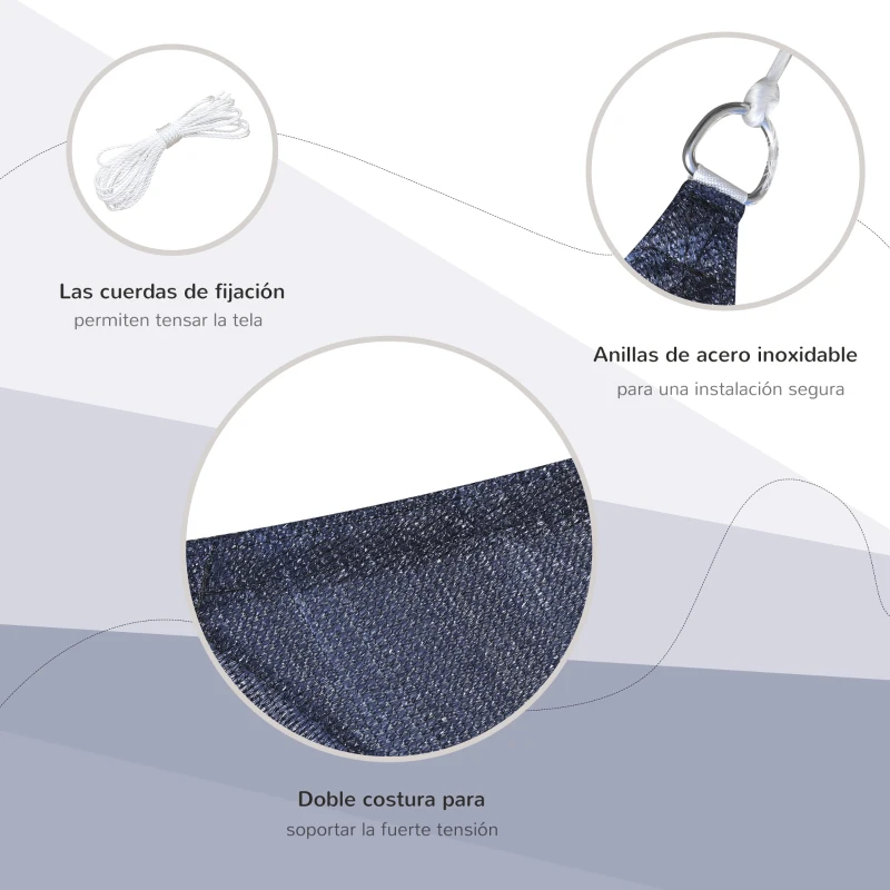 Outsunny Toldo Vela Rectangular 4x6 m con Anti-UV Anillas de Acero Inoxidable y Cuerdas de Nylon para Jardín Patio Azul