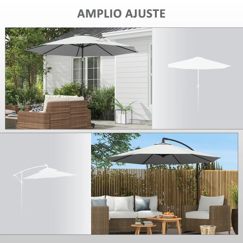 Outsunny Toldo de Recambio de Sombrilla de 3 m Toldo de Repuesto para Sombrilla de Patio con Ventilación Superior Blanco