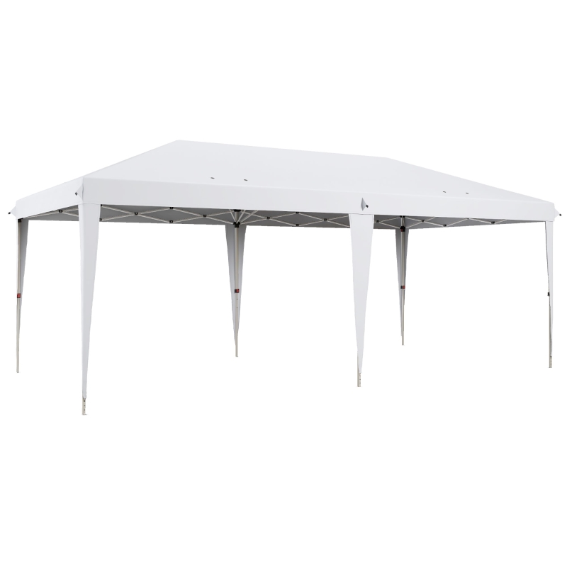 Outsunny Carpa Plegable 6x3 m con Altura Ajustable en 3 Niveles Bolsa de Transporte Anti-UV y Marco de Acero Blanco